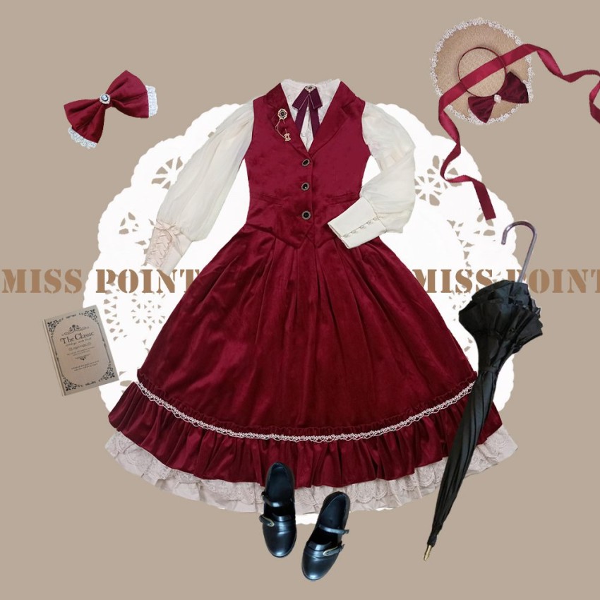 Miss Point Rose Doll 3.0 Check High Waist Corset Skirt(Reservation